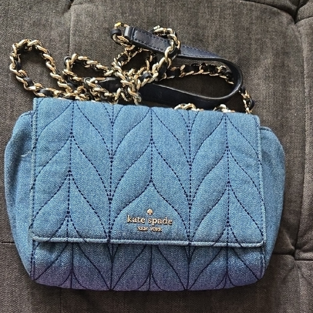 NWOT Kate Spade Emelyn Quilted Denim Crossbody Bag 